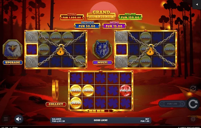 3 Apex Treasures - ενεργοποίηση του Hold & Win με έναν πίνακα γεμάτο λύκους